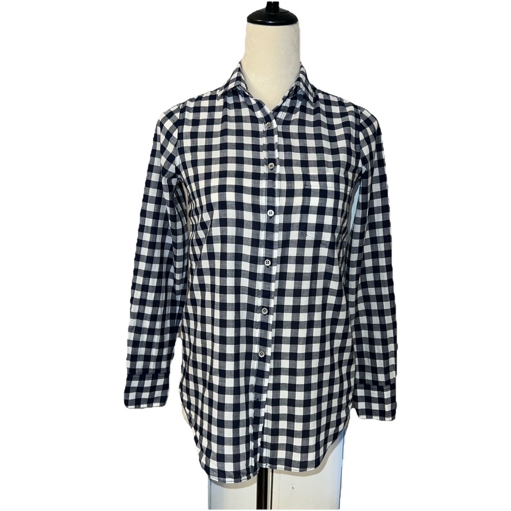 J. Crew Factory~XXS~Women's Black and White Check Perfect Shirt Button Down